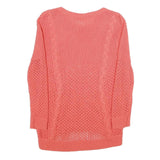 Womens Pink Patterned Jumper Crew Neck Chunky Knit S Lightweight