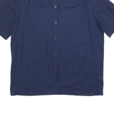 YVES DE VALERE Womens Blue Shirt Short Sleeve Collared S Cotton Top
