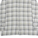 TURF Mens Grey & Cream Check Shirt L Cotton Blend Casual Long Sleeve Button Down