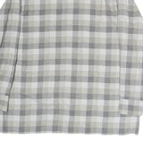 TURF Mens Grey & Cream Check Shirt L Cotton Blend Casual Long Sleeve Button Down