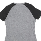 MAJESTIC Womens Grey & Black Graphic T-Shirt S Short Sleeve V-Neck Comfortable