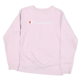 CHAMPION Womens Pink Cotton Blend Crew Neck XL Embroidered Logo Sweatshirt