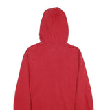 TOMMY HILFIGER Mens Red & Navy Hoodie Pullover L Quilted Design Cotton Blend