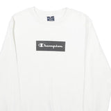 CHAMPION Mens White Cotton Blend Sweatshirt S Crew Neck Pullover Logo Print