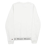 CHAMPION Mens White Cotton Blend Sweatshirt S Crew Neck Pullover Logo Print