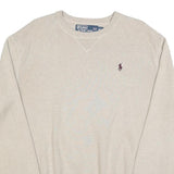 POLO RALPH LAUREN Mens Beige Plain Crew Neck Basic Knit Cotton Jumper M Casual