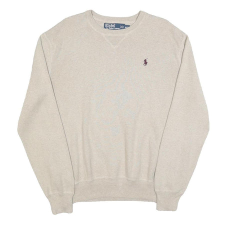 POLO RALPH LAUREN Mens Beige Plain Crew Neck Basic Knit Cotton Jumper M Casual
