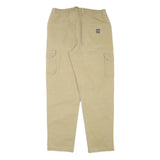 THINK PINK Mens Cotton Blend Beige Relaxed Cargo Trousers W34 L33 Casual Zip
