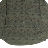 WOOLRICH Mens Green Cotton Patterned Shirt L Button Collar Long Sleeve Casual