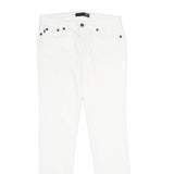 JUST CAVALLI Womens Regular White Cotton Blend Denim Jeans W30 L36 Stylish Zip