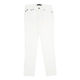 JUST CAVALLI Womens Regular White Cotton Blend Denim Jeans W30 L36 Stylish Zip
