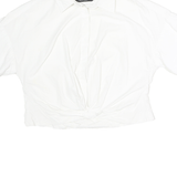 LAUREN RALPH LAUREN Womens White Knot Front Cotton Shirt Short Sleeve Collared