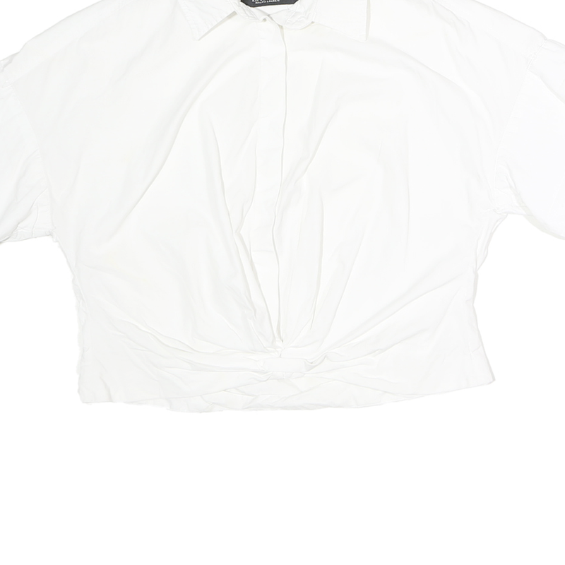 LAUREN RALPH LAUREN Womens White Knot Front Cotton Shirt Short Sleeve Collared