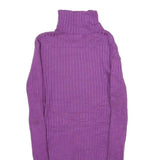 MERONA Womens Purple Plain Jumper Roll Neck Rib Knit S Warm Comfortable