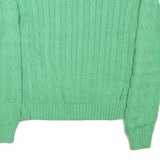 RALPH LAUREN Womens Green Cable Knit Crew Neck Jumper L Cotton Blend Classic