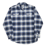 JACHS Mens Blue & White Check Shirt L Cotton Blend Casual Long Sleeve