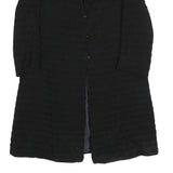 Womens Black Button Jacket M Textured Long Sleeve Classic Fit Plain