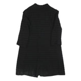 Womens Black Button Jacket M Textured Long Sleeve Classic Fit Plain