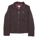 LACOSTE Womens Maroon Quilted Polyester Jacket S Zip Closure Stylish