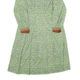 BUTTE KNT Womens Green & Brown Floral Shirt Dress Polyester Blend Long Sleeve XS