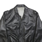 Mens Black Leather Classic Jacket M Leather Plain Zip Closure Casual Stylish