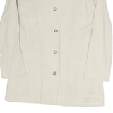 Womens Cream Cotton Blend Button Jacket L Plain Classic Stylish Lightweight