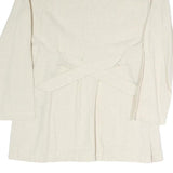 Womens Cream Cotton Blend Button Jacket L Plain Classic Stylish Lightweight