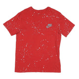 NIKE Mens Red T-Shirt M Short Sleeve Crew Neck Cotton Blend Graphic Print