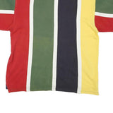 POINT ZERO Mens Green & Red Polo Shirt L Cotton Blend Striped Short Sleeve