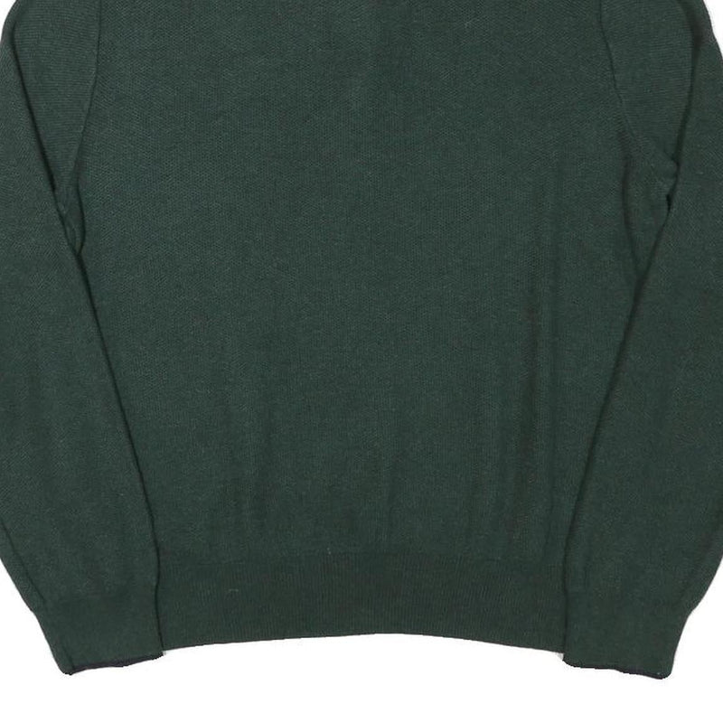 POLO RALPH LAUREN Mens Green Cotton Blend Patterned Jumper 1/4 Zip M
