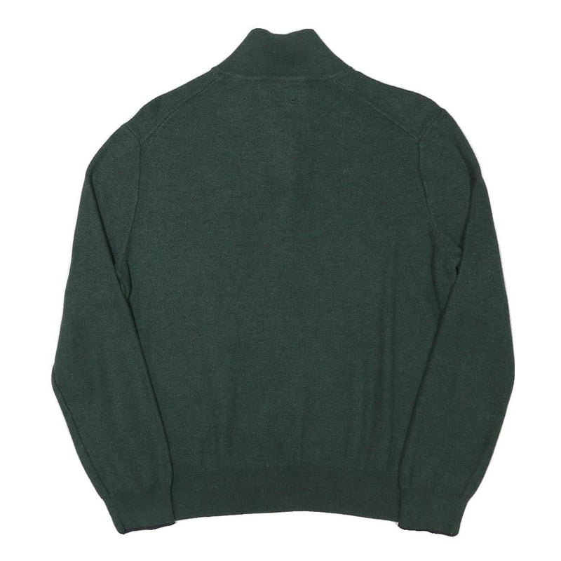 POLO RALPH LAUREN Mens Green Cotton Blend Patterned Jumper 1/4 Zip M