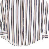 BASIC EDITIONS Mens White & Navy Striped Cotton Shirt S Button Down Casual