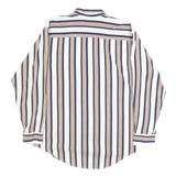 BASIC EDITIONS Mens White & Navy Striped Cotton Shirt S Button Down Casual
