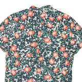 TOMMY HILFIGER Mens Green & Coral Floral Cotton Blend Shirt XL Casual Summer