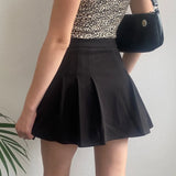 Miss Ran Mini Pleated Skirt - 27W UK 8 Black Polyester Blend