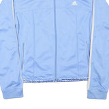 ADIDAS Womens Blue White Track Jacket L Polyester Blend Zip Athletic Casual