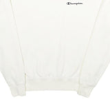 CHAMPION Womens White Cotton Blend Crew Neck Sweatshirt XS Classic Logo Pullover