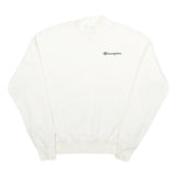 CHAMPION Womens White Cotton Blend Crew Neck Sweatshirt XS Classic Logo Pullover