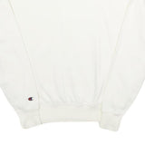 CHAMPION Womens White Cotton Blend Crew Neck Sweatshirt XS Classic Logo Pullover
