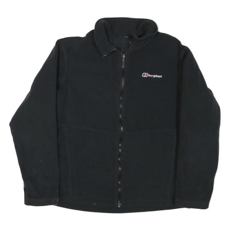 BERGHAUS Mens Black Jacket L Polyester Blend Plain Zip Outdoor Hiking