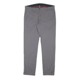 TED BAKER Mens Cotton Blend Grey Slim Straight Trousers W34 L30 Smart Casual