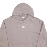 PUMA Mens Grey Hoodie M Cotton Blend Pullover Drawstring Hood Casual Sweatshirt