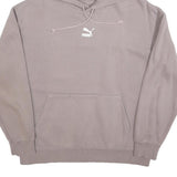 PUMA Mens Grey Hoodie M Cotton Blend Pullover Drawstring Hood Casual Sweatshirt