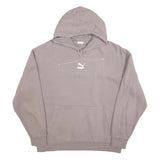 PUMA Mens Grey Hoodie M Cotton Blend Pullover Drawstring Hood Casual Sweatshirt