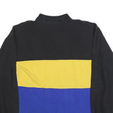 NAUTICA Mens Black & Yellow Blue Colourblock Long Sleeve Polo Shirt 2XL Zip Neck