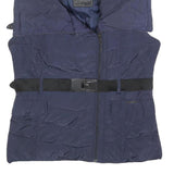 GUESS Womens Navy Blue Jacket M Polyester Quilted Belted Zip Casual Outerwear
