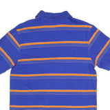 CHAPS Mens Blue & Orange Striped Short Sleeve Polo Shirt S Cotton Blend Casual