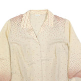 Womens Cream & Pink Printed Shirt Long Sleeve Button Neck L Lightweight