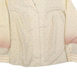 Womens Cream & Pink Printed Shirt Long Sleeve Button Neck L Lightweight