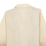 Womens Cream & Pink Printed Shirt Long Sleeve Button Neck L Lightweight